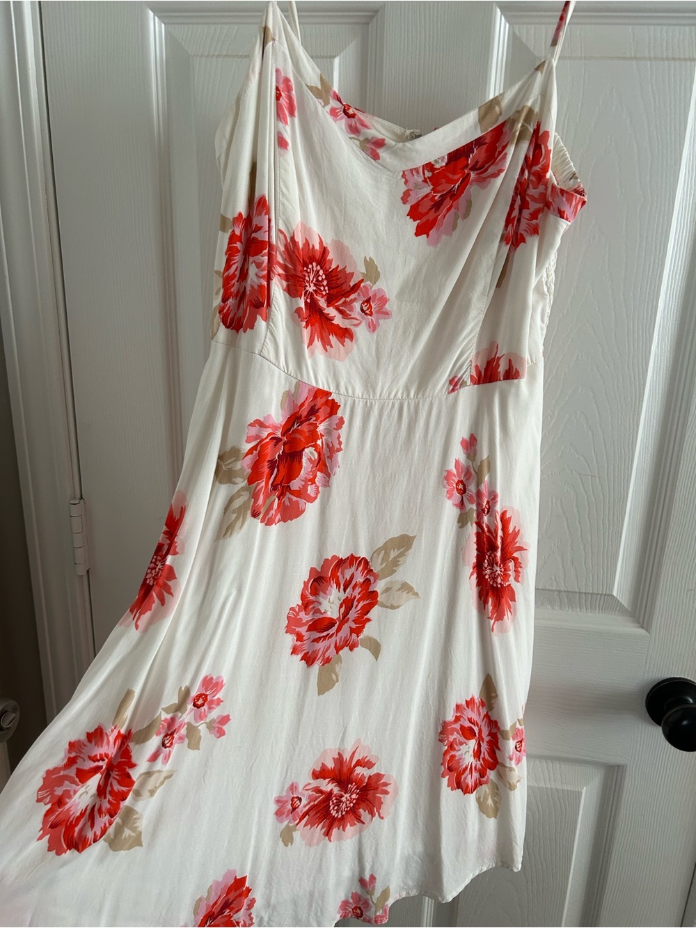 Women’s Floral summer Slip Dress with Red Blooms